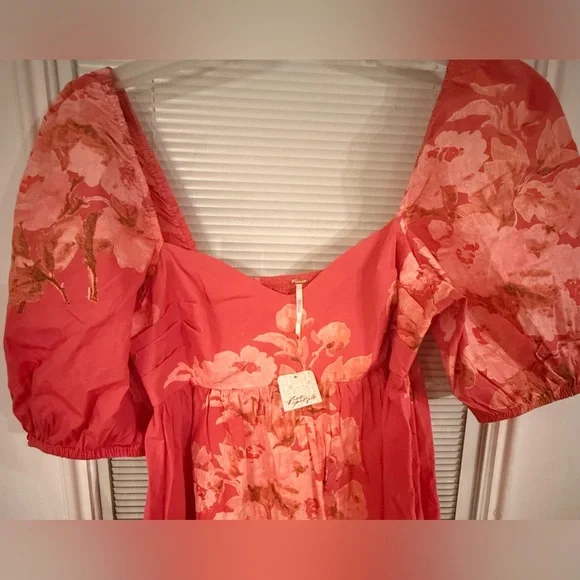 NWT FREE PEOPLE Peony Baby Doll Boho Mini Dress in Femme Combo LARGE $148 - Picture 2 of 4